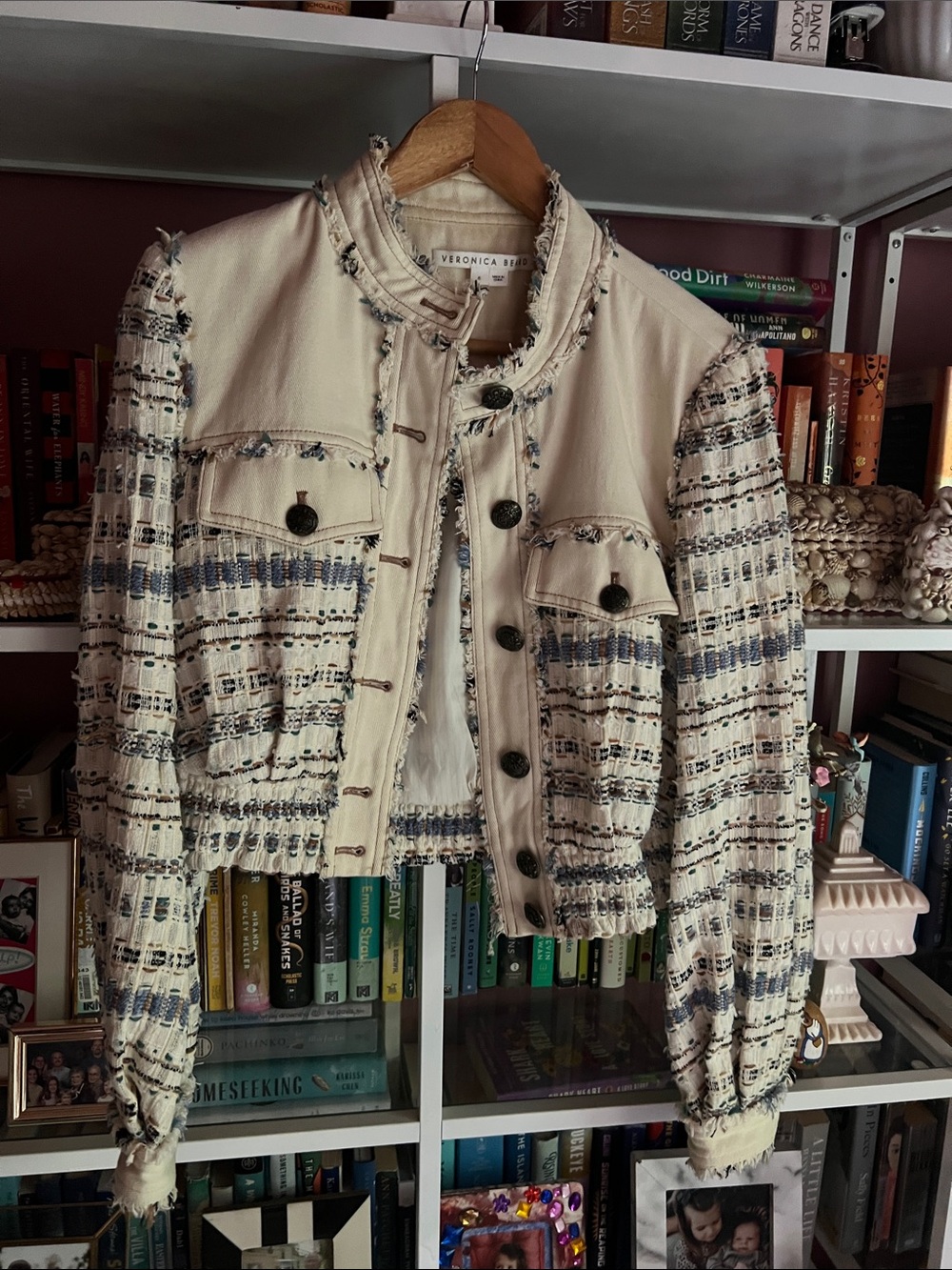 Veronica Beard Darren Tweed Jacket in Cream